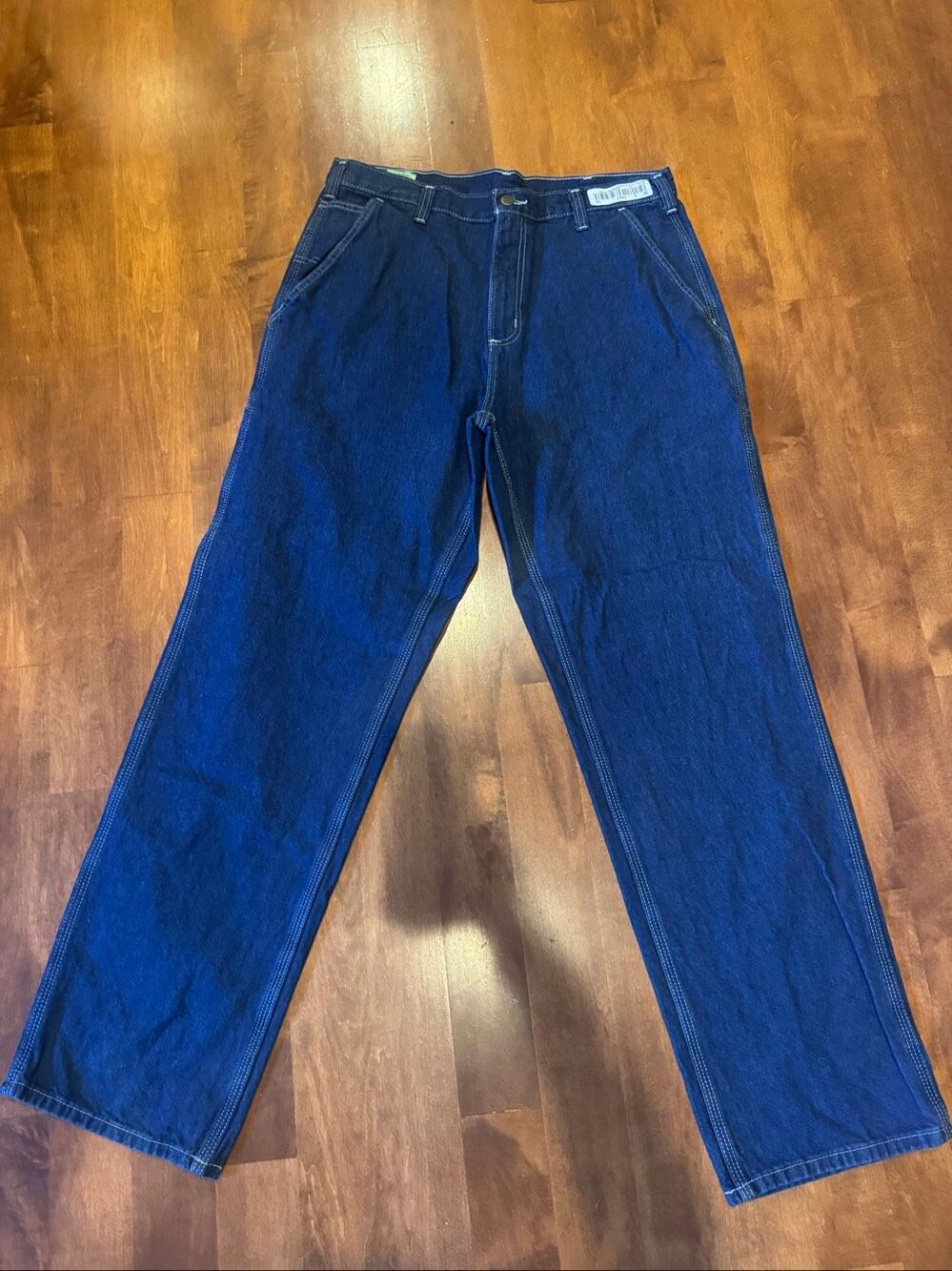 Carhartt 382-83 Dungaree Fit Carpenter Jeans Mens 38x34 Dark Blue Denim